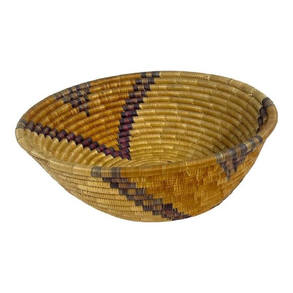 Handwoven Wolof Senegal West Africa Coiled Basket Centerpiece Decor & Storage - Picture 1 of 5